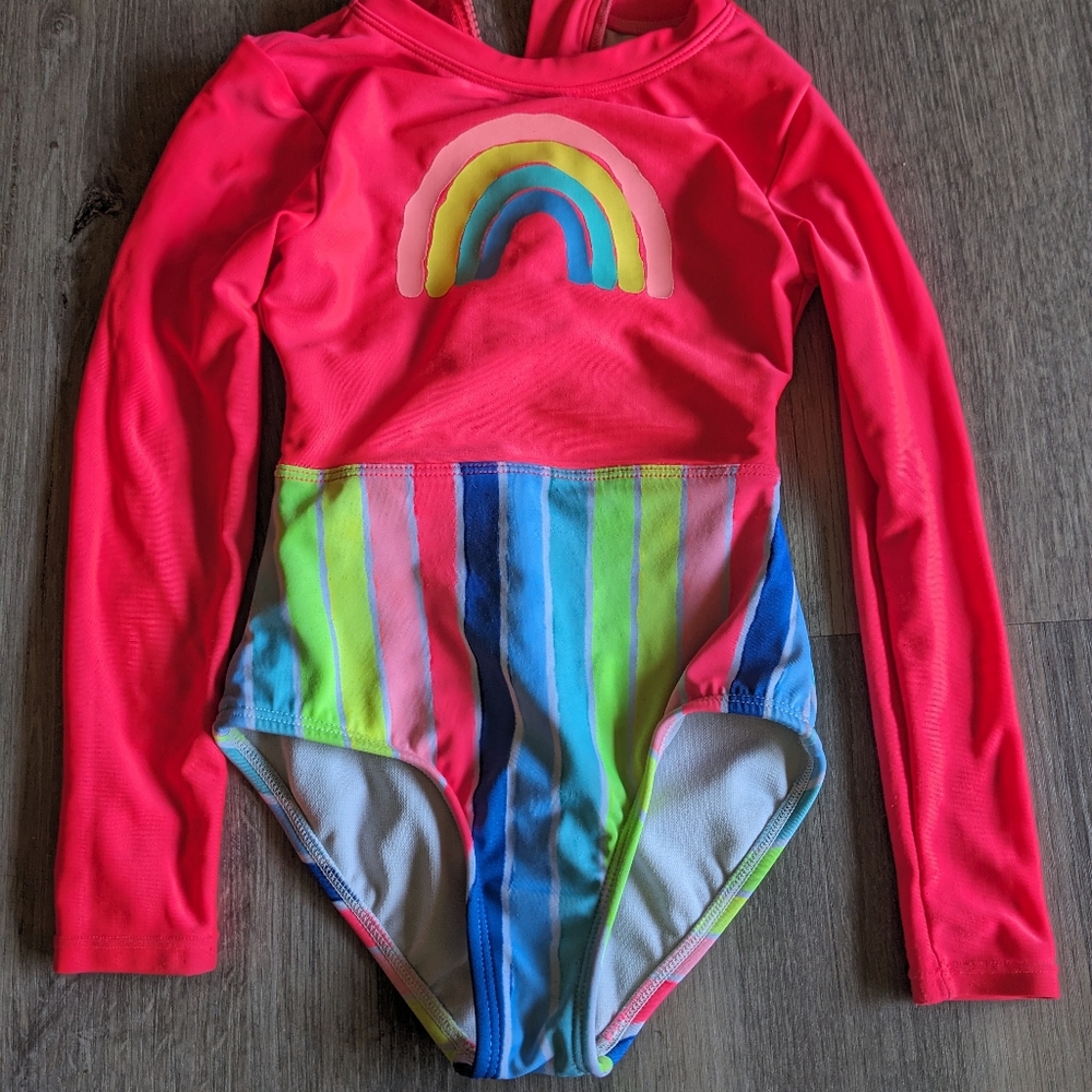 Hot Pink Rainbow Cat and Jack Rash Guard Swimsuit